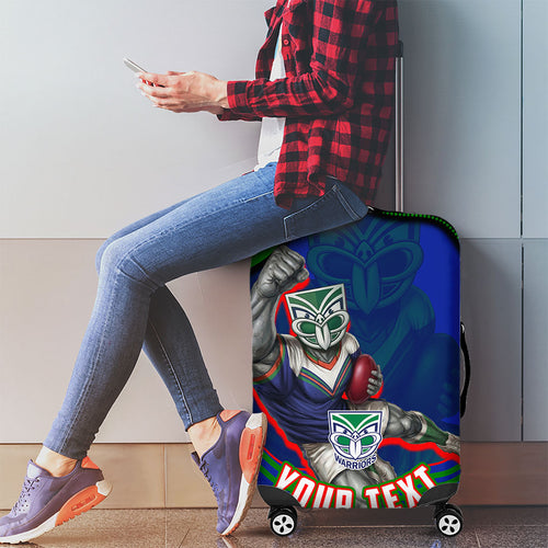 Personalized New Zealand Warriors Luggage Cover Aboriginal Dot Art - Dreamtime Rugby Mascot