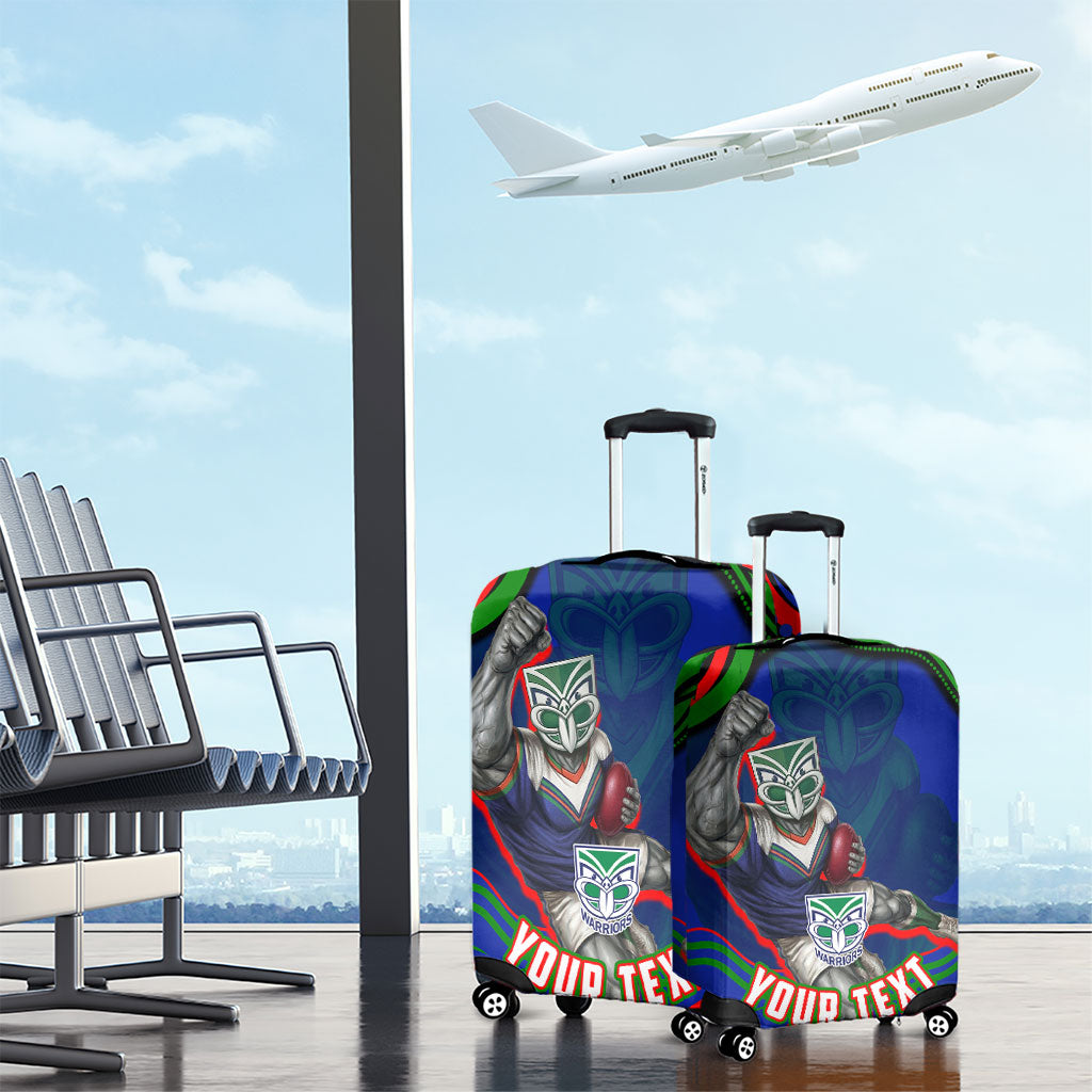 Personalized New Zealand Warriors Luggage Cover Aboriginal Dot Art - Dreamtime Rugby Mascot