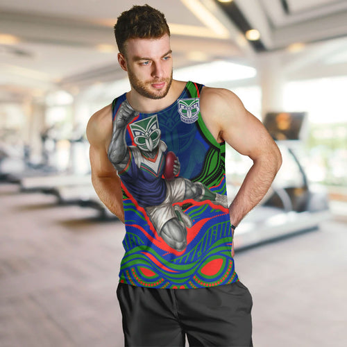 Personalized New Zealand Warriors Men Tank Top Aboriginal Dot Art - Dreamtime Rugby Mascot