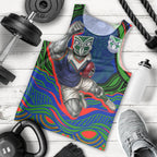 Personalized New Zealand Warriors Men Tank Top Aboriginal Dot Art - Dreamtime Rugby Mascot