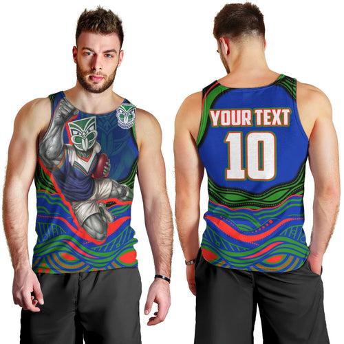 Personalized New Zealand Warriors Men Tank Top Aboriginal Dot Art - Dreamtime Rugby Mascot