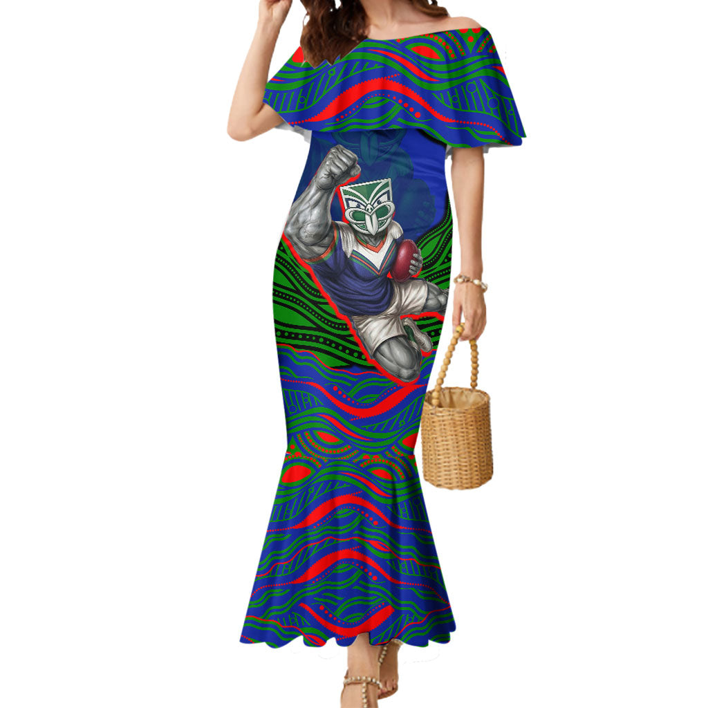 Personalized New Zealand Warriors Mermaid Dress Aboriginal Dot Art - Dreamtime Rugby Mascot