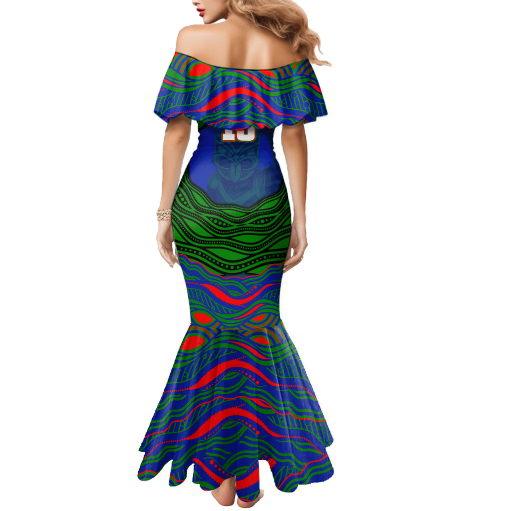 Personalized New Zealand Warriors Mermaid Dress Aboriginal Dot Art - Dreamtime Rugby Mascot