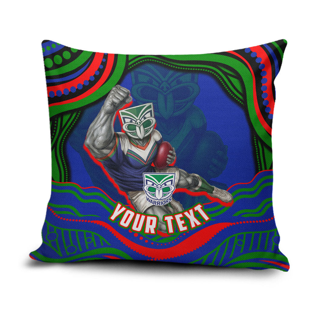 Personalized New Zealand Warriors Pillow Cover Aboriginal Dot Art - Dreamtime Rugby Mascot