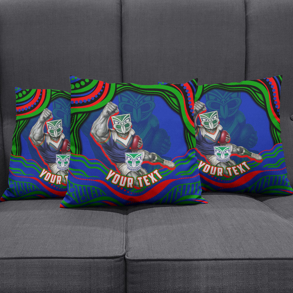 Personalized New Zealand Warriors Pillow Cover Aboriginal Dot Art - Dreamtime Rugby Mascot