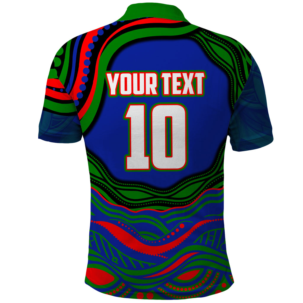 Personalized New Zealand Warriors Polo Shirt Aboriginal Dot Art - Dreamtime Rugby Mascot