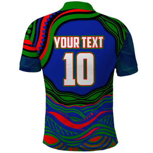 Personalized New Zealand Warriors Polo Shirt Aboriginal Dot Art - Dreamtime Rugby Mascot
