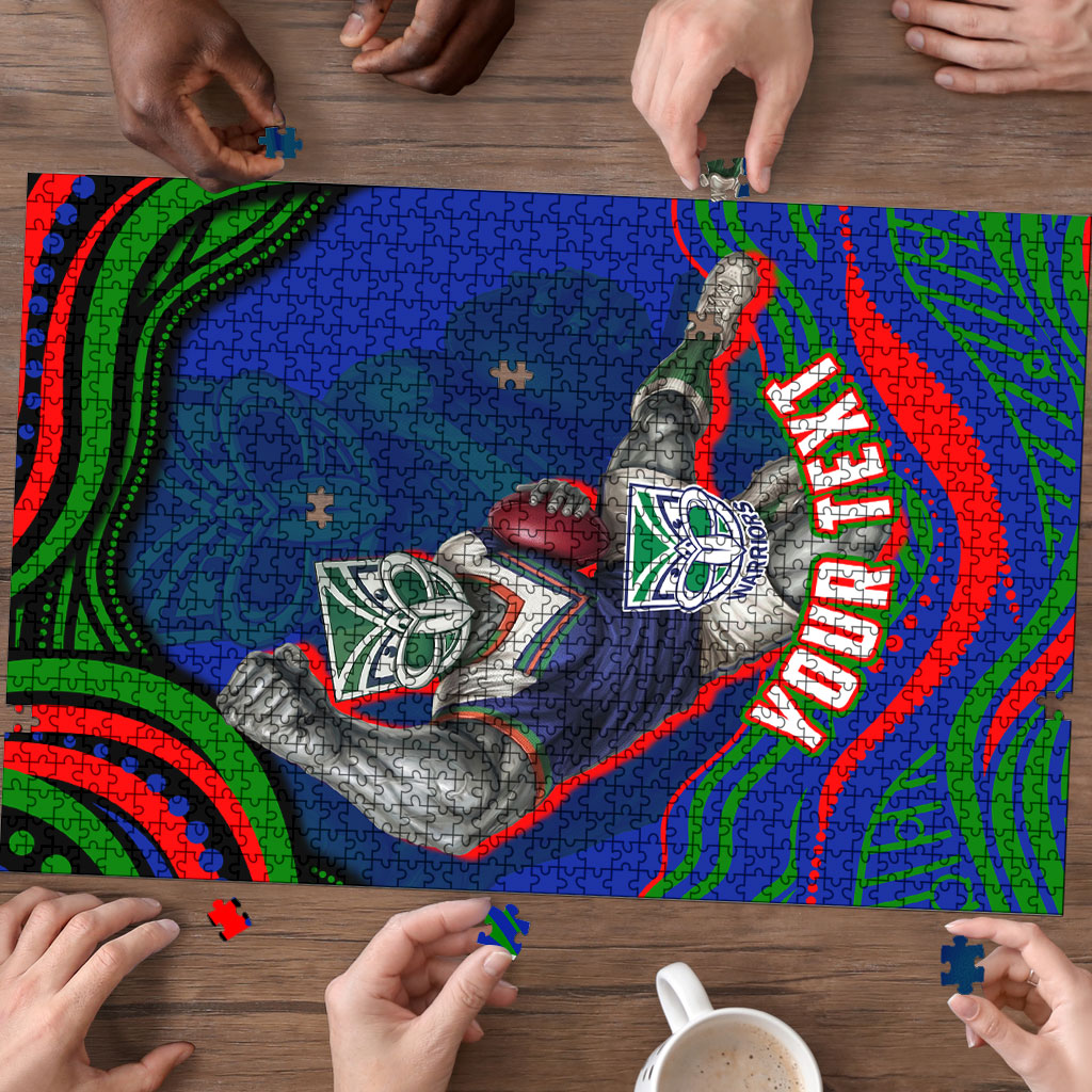 Personalized New Zealand Warriors Puzzle Aboriginal Dot Art - Dreamtime Rugby Mascot