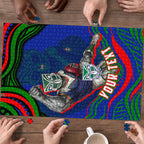 Personalized New Zealand Warriors Puzzle Aboriginal Dot Art - Dreamtime Rugby Mascot