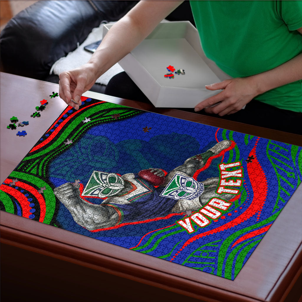 Personalized New Zealand Warriors Puzzle Aboriginal Dot Art - Dreamtime Rugby Mascot