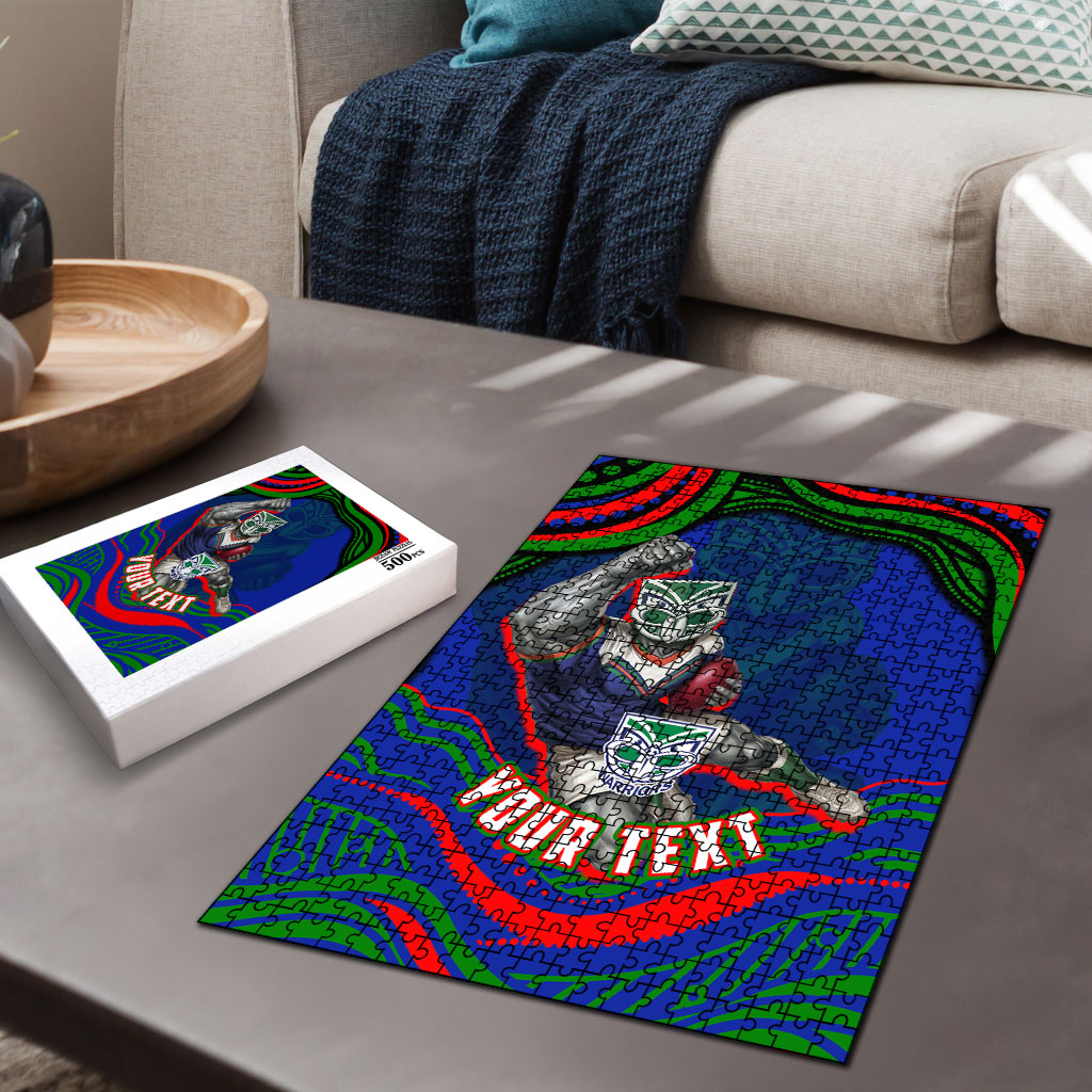 Personalized New Zealand Warriors Puzzle Aboriginal Dot Art - Dreamtime Rugby Mascot