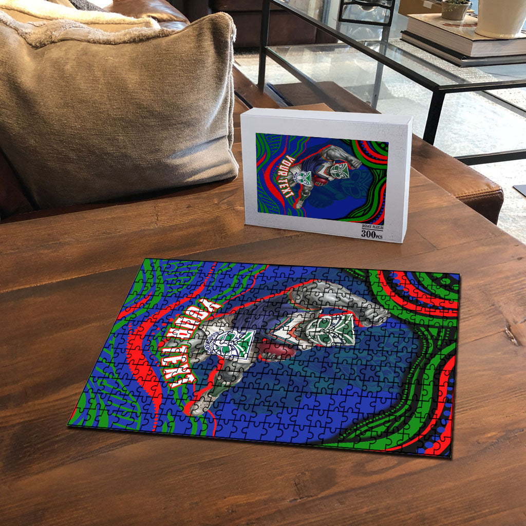 Personalized New Zealand Warriors Puzzle Aboriginal Dot Art - Dreamtime Rugby Mascot