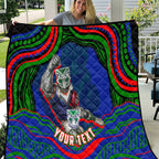 Personalized New Zealand Warriors Quilt Aboriginal Dot Art - Dreamtime Rugby Mascot