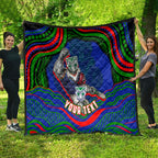 Personalized New Zealand Warriors Quilt Aboriginal Dot Art - Dreamtime Rugby Mascot