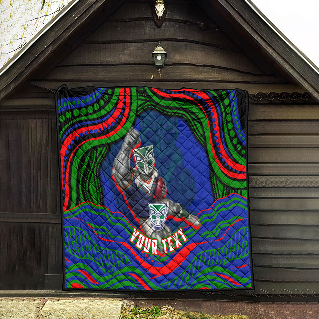 Personalized New Zealand Warriors Quilt Aboriginal Dot Art - Dreamtime Rugby Mascot