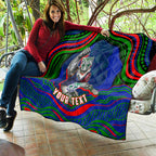 Personalized New Zealand Warriors Quilt Aboriginal Dot Art - Dreamtime Rugby Mascot