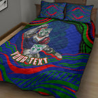 Personalized New Zealand Warriors Quilt Bed Set Aboriginal Dot Art - Dreamtime Rugby Mascot