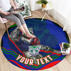Personalized New Zealand Warriors Round Carpet Aboriginal Dot Art - Dreamtime Rugby Mascot