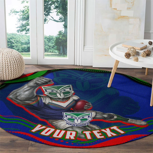 Personalized New Zealand Warriors Round Carpet Aboriginal Dot Art - Dreamtime Rugby Mascot