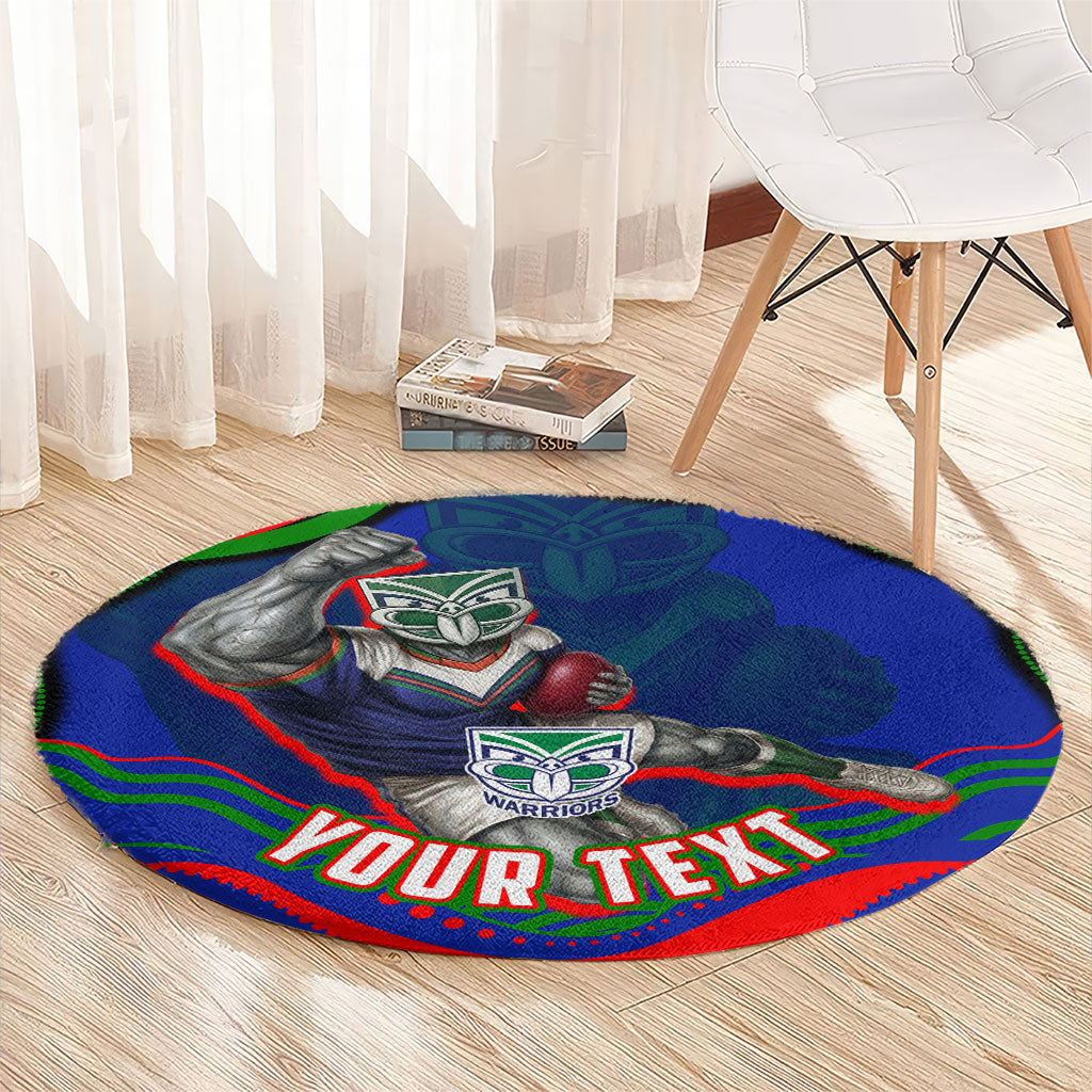 Personalized New Zealand Warriors Round Carpet Aboriginal Dot Art - Dreamtime Rugby Mascot