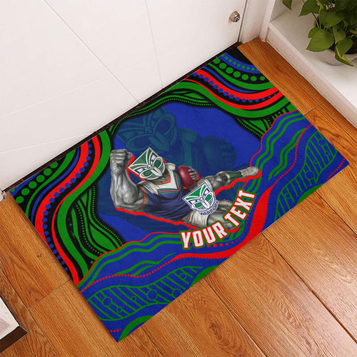Personalized New Zealand Warriors Rubber Doormat Aboriginal Dot Art - Dreamtime Rugby Mascot
