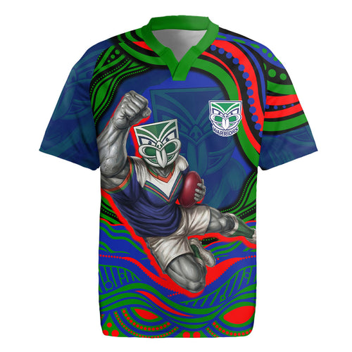 Personalized New Zealand Warriors Rugby Jersey Aboriginal Dot Art - Dreamtime Rugby Mascot
