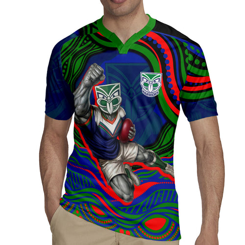 Personalized New Zealand Warriors Rugby Jersey Aboriginal Dot Art - Dreamtime Rugby Mascot