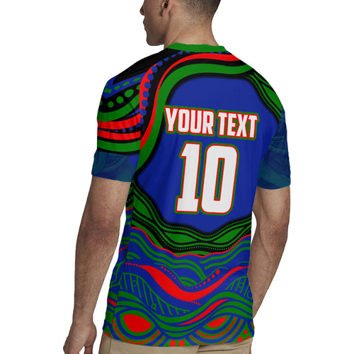 Personalized New Zealand Warriors Rugby Jersey Aboriginal Dot Art - Dreamtime Rugby Mascot