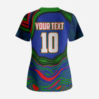 Personalized New Zealand Warriors Scrub Top Aboriginal Dot Art - Dreamtime Rugby Mascot