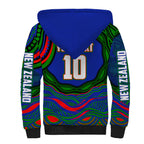 Personalized New Zealand Warriors Sherpa Hoodie Aboriginal Dot Art - Dreamtime Rugby Mascot