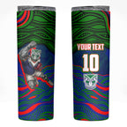 Personalized New Zealand Warriors Skinny Tumbler Aboriginal Dot Art - Dreamtime Rugby Mascot