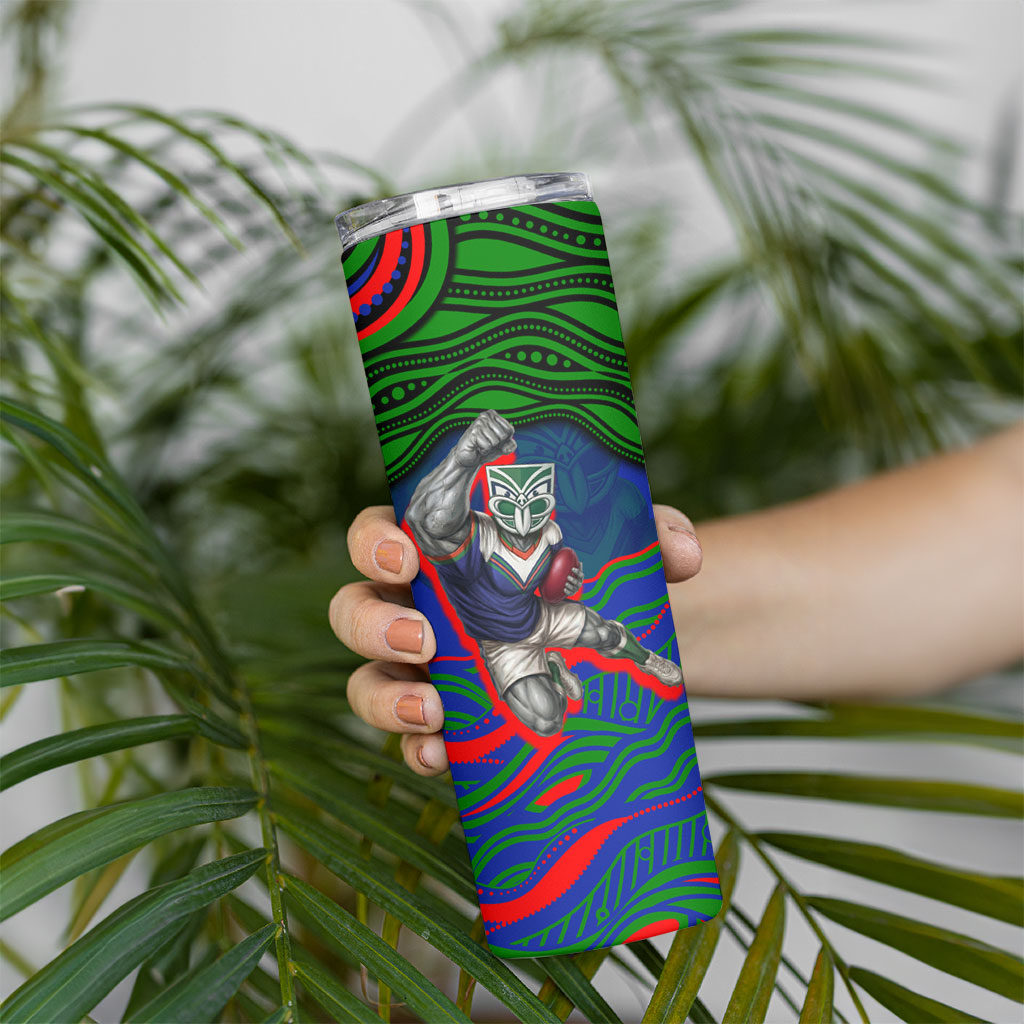 Personalized New Zealand Warriors Skinny Tumbler Aboriginal Dot Art - Dreamtime Rugby Mascot