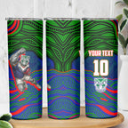 Personalized New Zealand Warriors Skinny Tumbler Aboriginal Dot Art - Dreamtime Rugby Mascot