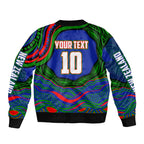 Personalized New Zealand Warriors Sleeve Zip Bomber Jacket Aboriginal Dot Art - Dreamtime Rugby Mascot