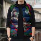Personalized New Zealand Warriors Sleeveless Puffer Jacket Aboriginal Dot Art - Dreamtime Rugby Mascot