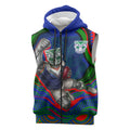 Personalized New Zealand Warriors Sleeveless Zip Hoodie Aboriginal Dot Art - Dreamtime Rugby Mascot