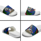 Personalized New Zealand Warriors Slide Sandals Aboriginal Dot Art - Dreamtime Rugby Mascot