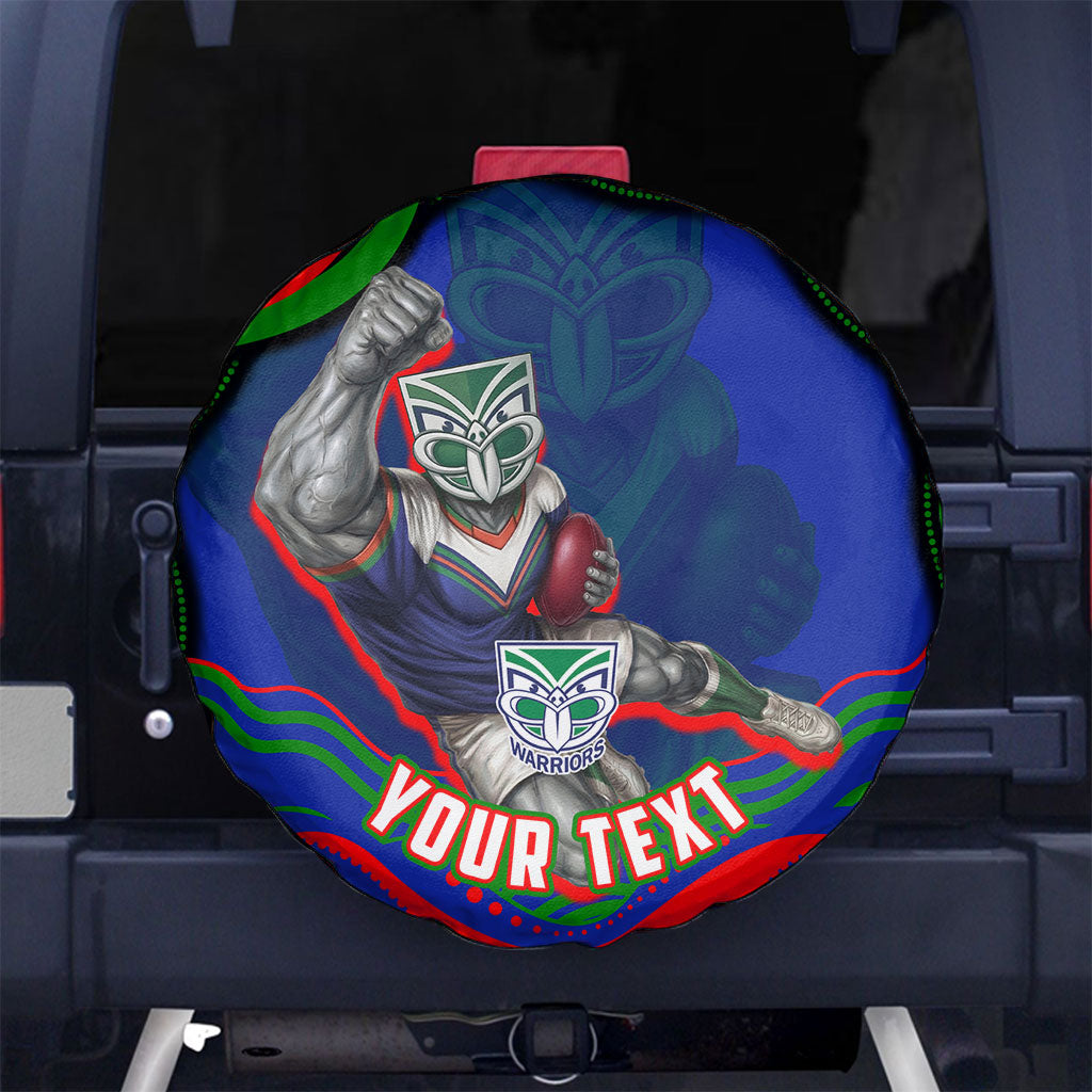 Personalized New Zealand Warriors Spare Tire Cover Aboriginal Dot Art - Dreamtime Rugby Mascot