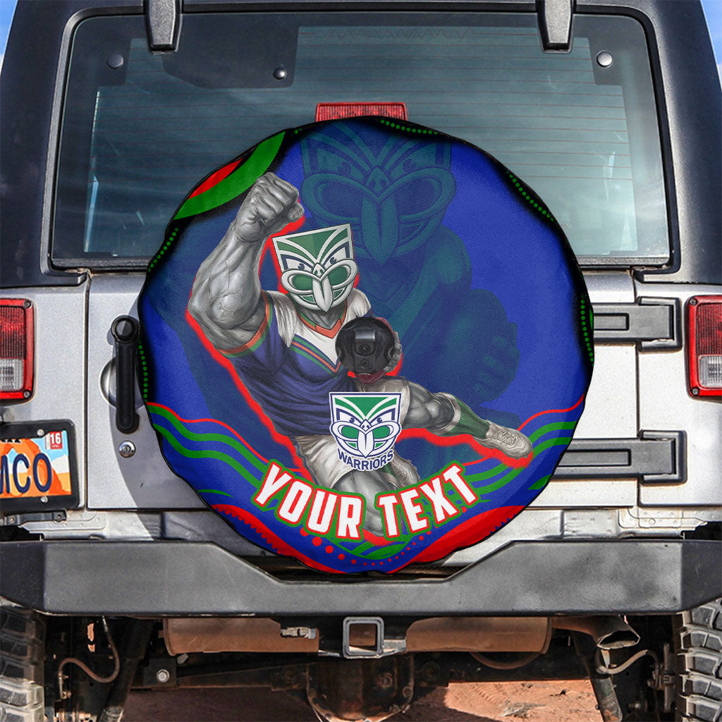 Personalized New Zealand Warriors Spare Tire Cover Aboriginal Dot Art - Dreamtime Rugby Mascot
