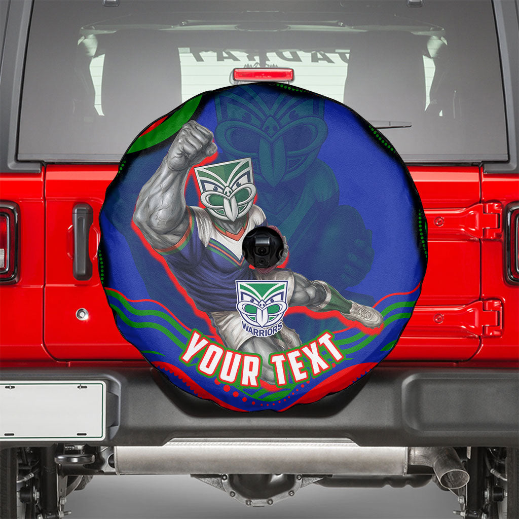 Personalized New Zealand Warriors Spare Tire Cover Aboriginal Dot Art - Dreamtime Rugby Mascot