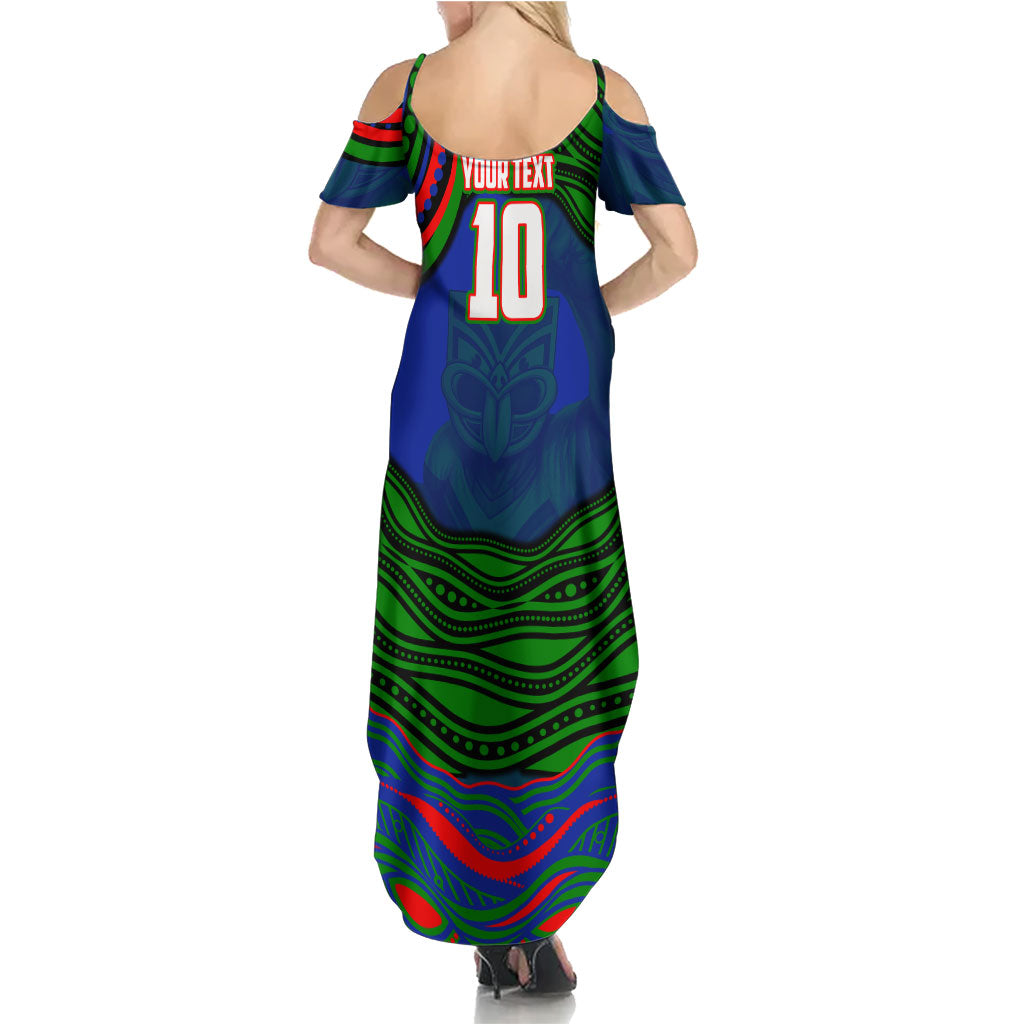 Personalized New Zealand Warriors Summer Maxi Dress Aboriginal Dot Art - Dreamtime Rugby Mascot