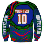 Personalized New Zealand Warriors Sweatshirt Aboriginal Dot Art - Dreamtime Rugby Mascot