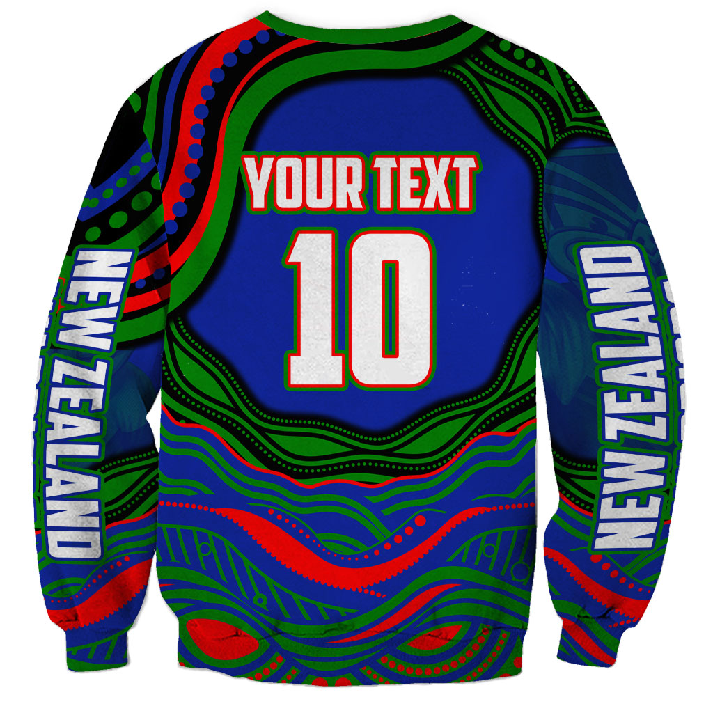 Personalized New Zealand Warriors Sweatshirt Aboriginal Dot Art - Dreamtime Rugby Mascot