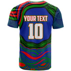 Personalized New Zealand Warriors T Shirt Aboriginal Dot Art - Dreamtime Rugby Mascot