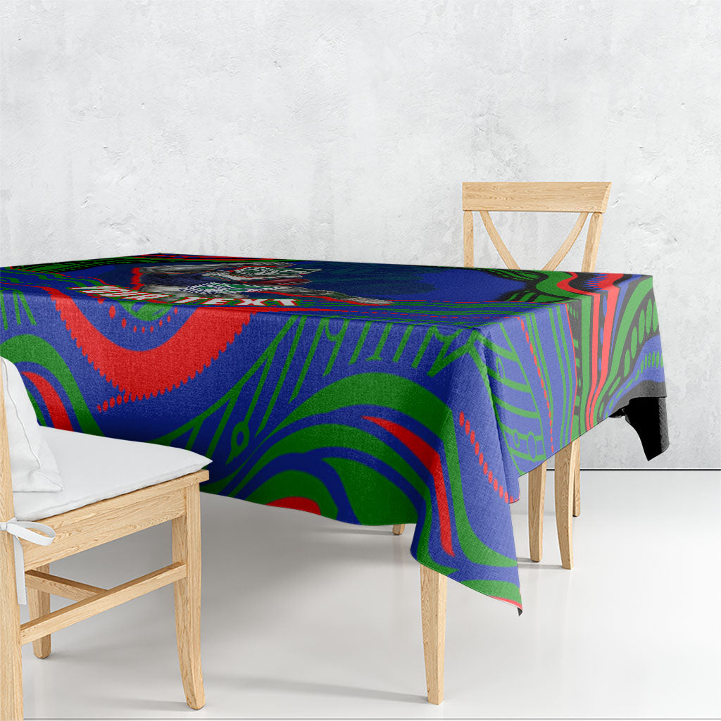 Personalized New Zealand Warriors Tablecloth Aboriginal Dot Art - Dreamtime Rugby Mascot