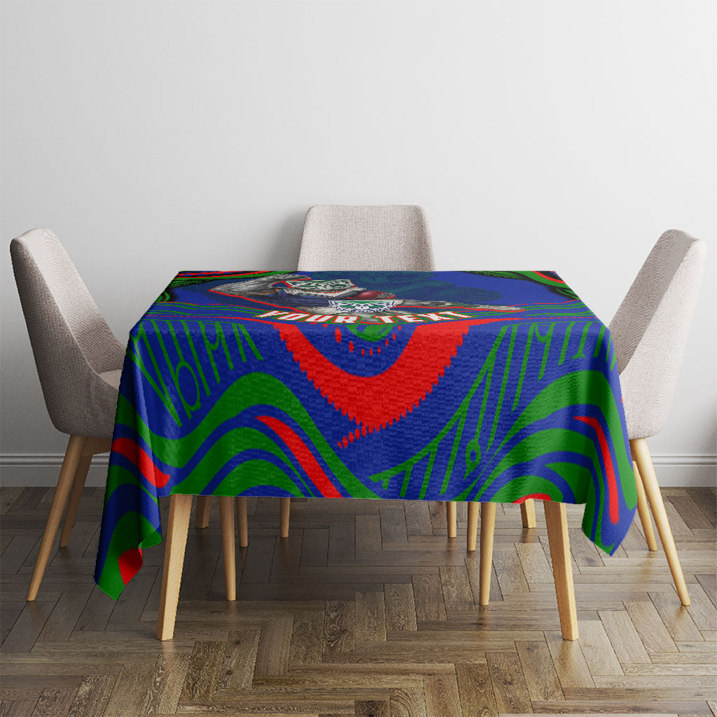 Personalized New Zealand Warriors Tablecloth Aboriginal Dot Art - Dreamtime Rugby Mascot