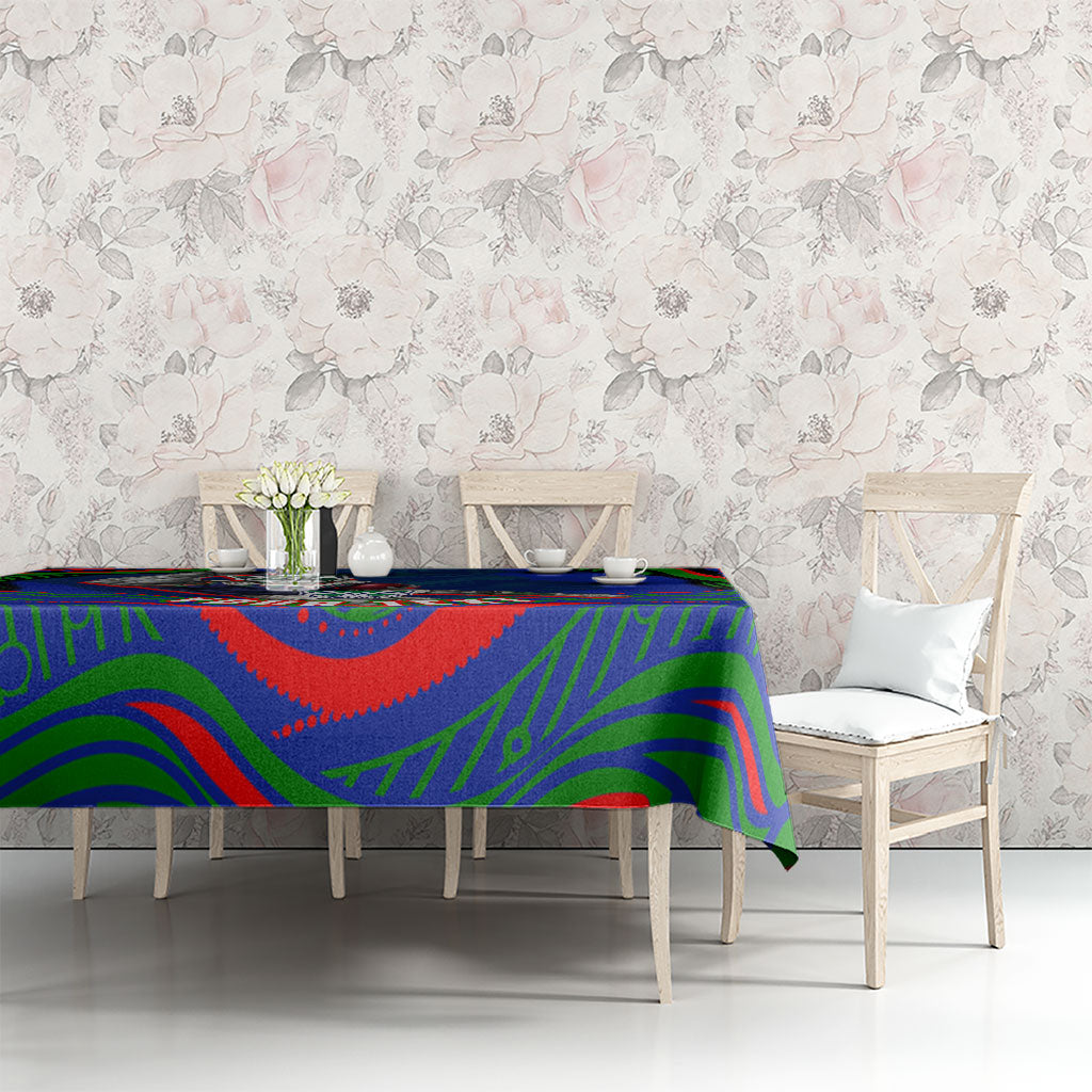 Personalized New Zealand Warriors Tablecloth Aboriginal Dot Art - Dreamtime Rugby Mascot