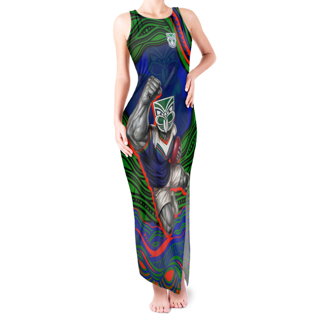 Personalized New Zealand Warriors Tank Maxi Dress Aboriginal Dot Art - Dreamtime Rugby Mascot