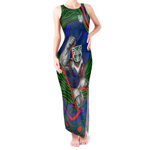 Personalized New Zealand Warriors Tank Maxi Dress Aboriginal Dot Art - Dreamtime Rugby Mascot