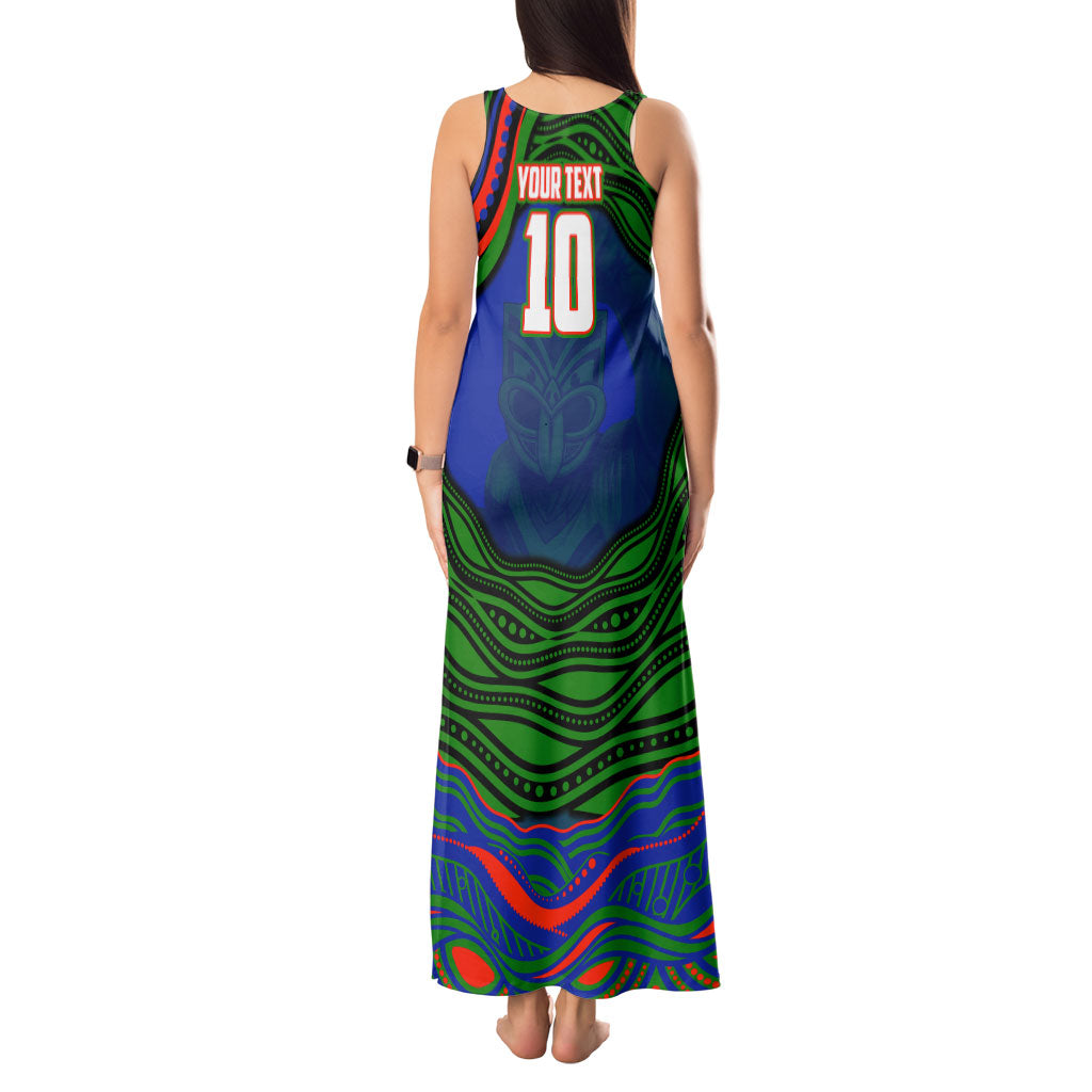 Personalized New Zealand Warriors Tank Maxi Dress Aboriginal Dot Art - Dreamtime Rugby Mascot